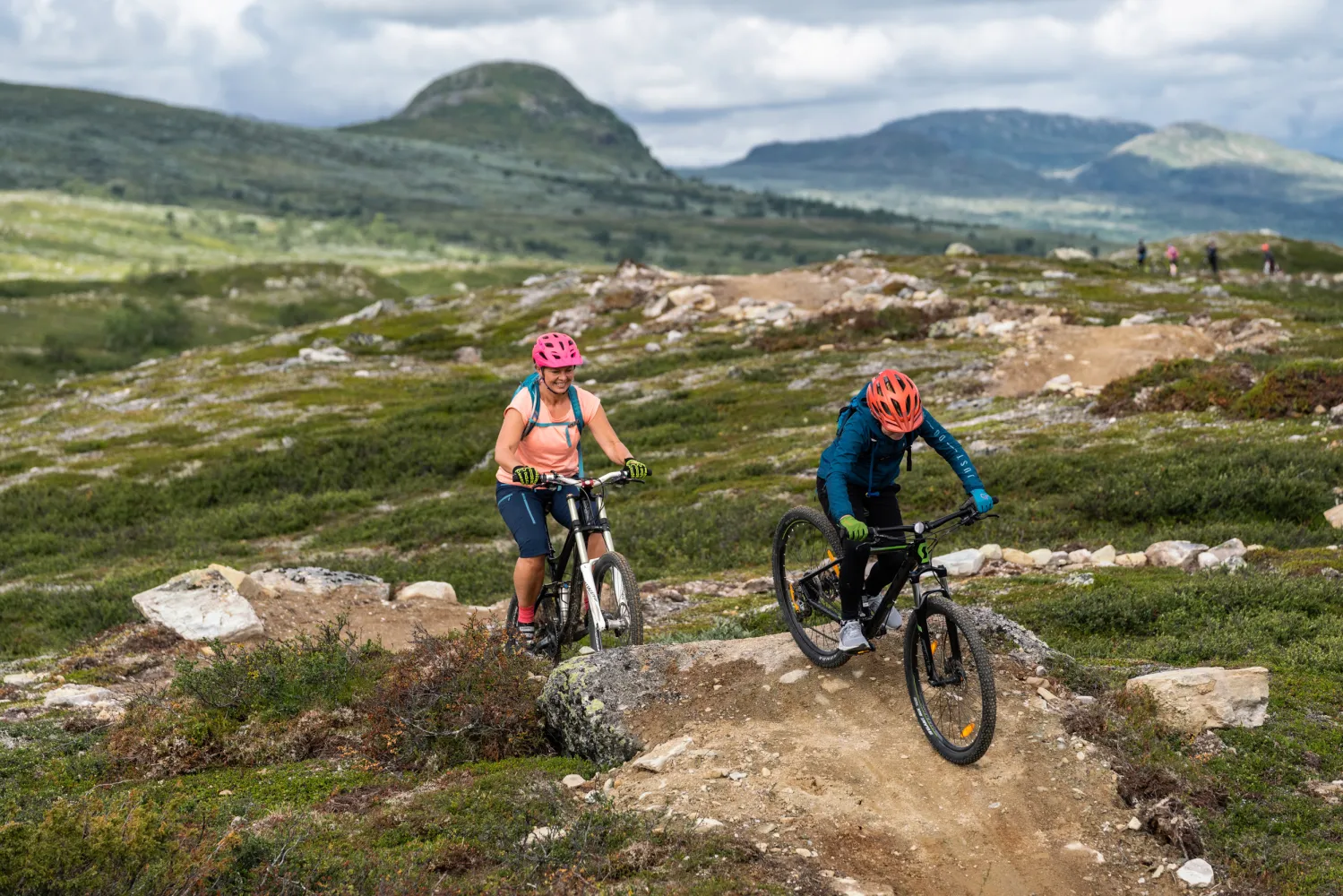 Cykling i en cykelled på fjället